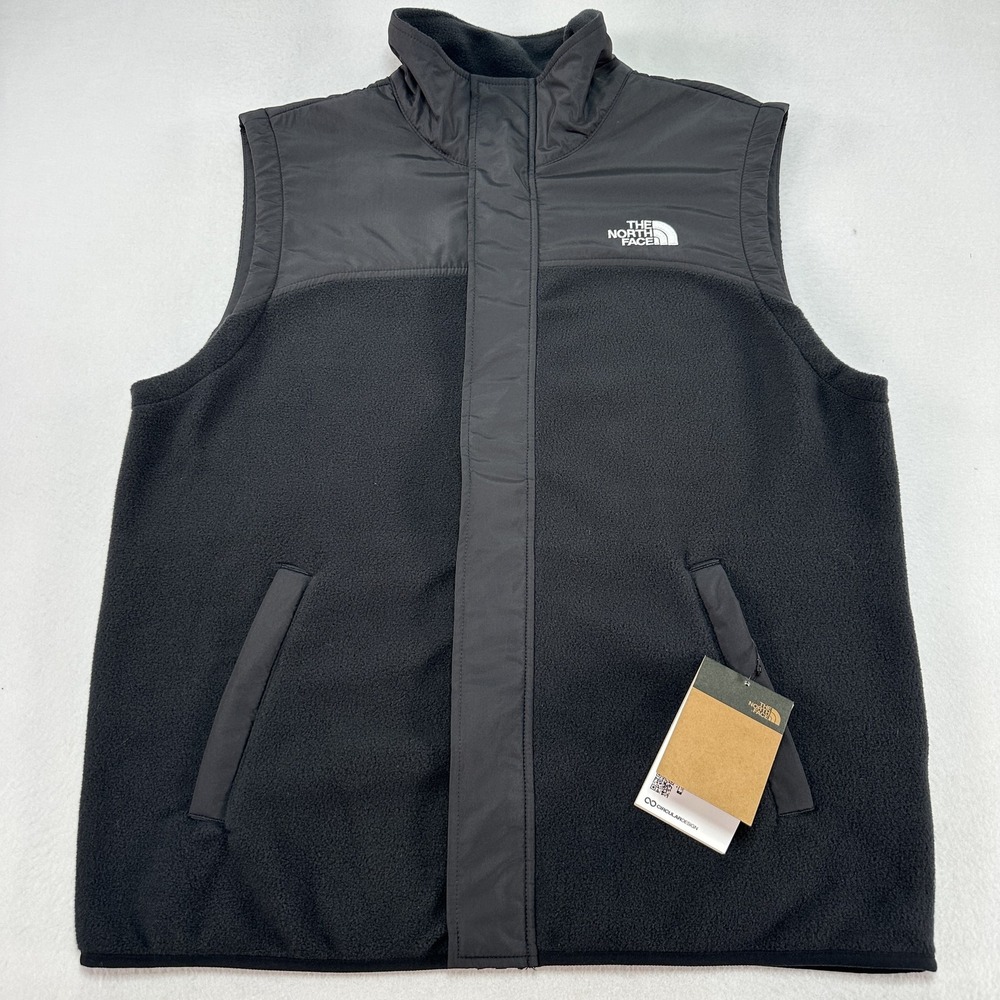 The North Face Tundra Vest Mens Medium Black Fleece Full Zip Outdoor Hiking